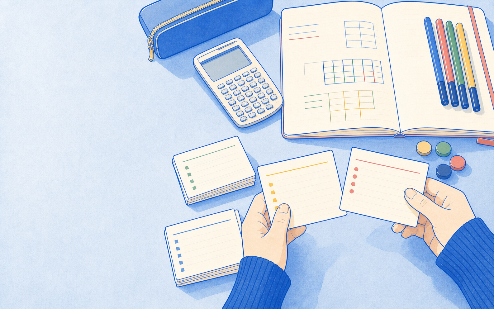 Tarjetas y tabla de estudio para comparar plazos, cifras y mayorías legales
